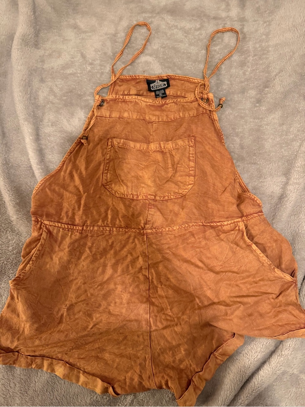 Free People Burnt Orange Linen-Blend Romper Overalls